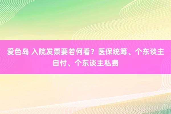 爱色岛 入院发票要若何看？医保统筹、个东谈主自付、个东谈主私费
