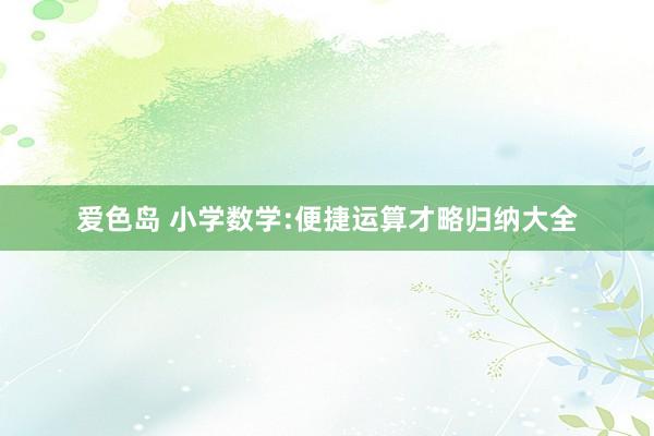 爱色岛 小学数学:便捷运算才略归纳大全