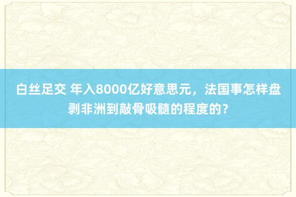 白丝足交 年入8000亿好意思元，法国事怎样盘剥非洲到敲骨吸髓的程度的？