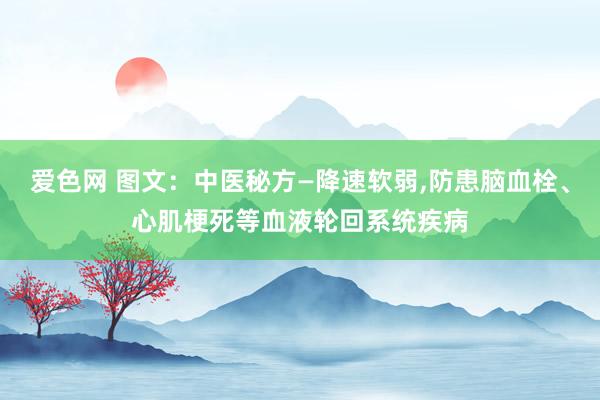 爱色网 图文：中医秘方—降速软弱,防患脑血栓、心肌梗死等血液轮回系统疾病