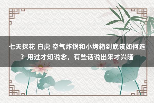 七天探花 白虎 空气炸锅和小烤箱到底该如何选？用过才知说念，有些话说出来才兴隆